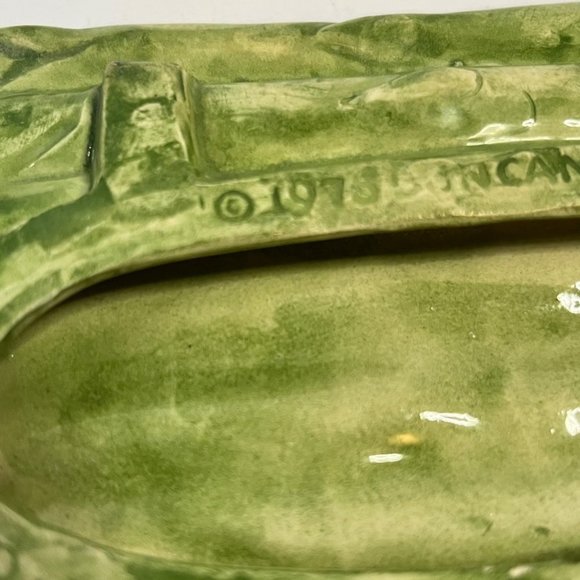 Duncans Vintage 1975 Ceramic Asparagus Side Serving Plate Textured Green - Picture 6 of 9